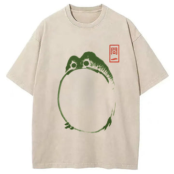 Personality fashion Big Belly Frog Washed T-Shirt