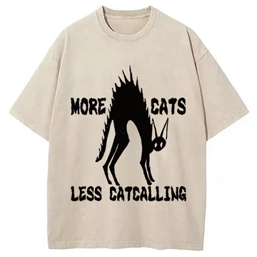 Personality fashion More Cats Less Catcalling Washed T-Shirt