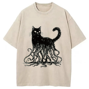 Personality fashion Catpus Washed T-Shirt