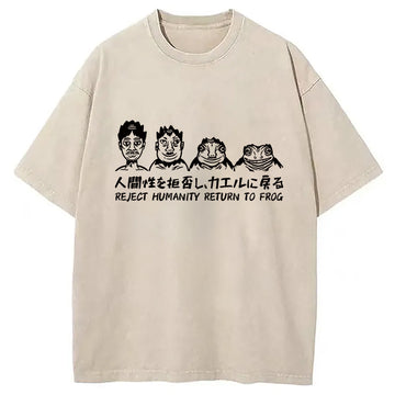 Personality fashion Reject Humanity Return To Frog Washed T-Shirt