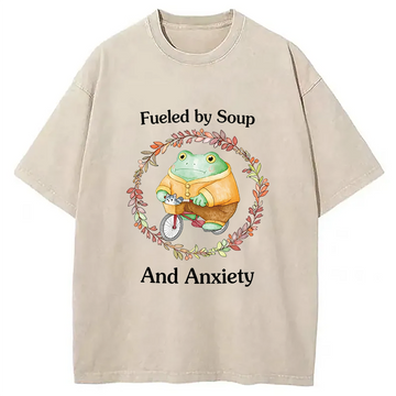 Personality fashion Soup And Anxiety Washed T-Shirt