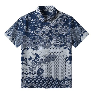 Personality fashion  Elegant Floral Waves Button-up Shirt