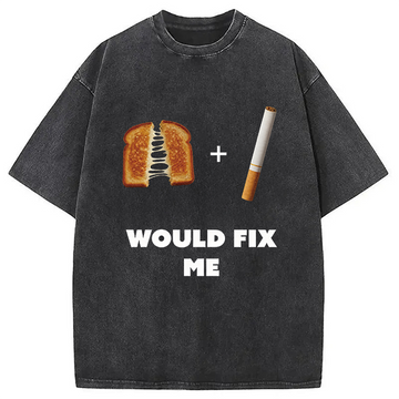 Personality fashion Grilled Cheese And Cigarette Meme Washed T-Shirt
