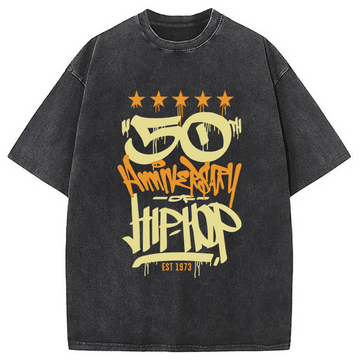 Personality fashion 50th Anniversary of Hip-Hop Washed T-Shirt