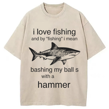 Personality fashion I Love Fishing Washed T-Shirt