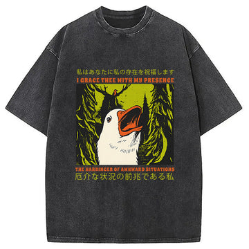 Personality fashion The Harbinger of Awkward Situations Funny Goose Washed T-Shirt