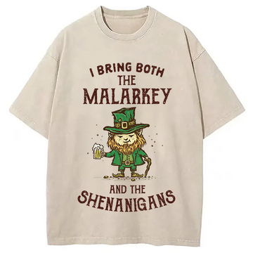 Personality fashion I Bring Malarkey and Shenanigans Washed T-Shirt