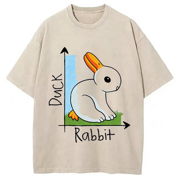 Personality fashion Duck Or Rabbit Washed T-Shirt