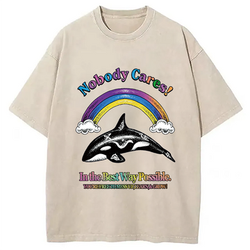 Personality fashion NOBODY CARES Washed T-Shirt