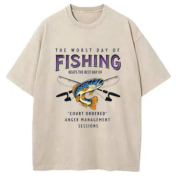 Personality fashion The Worst Day Of Fishing Beats Washed T-Shirt