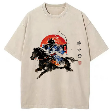 Personality fashion Year Of The Horse Cat Washed T-Shirt
