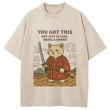 Personality fashion You Got This Japanese Cat Washed T-Shirt