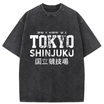 Personality fashion Tokyo Shinjuku Washed T-Shirt