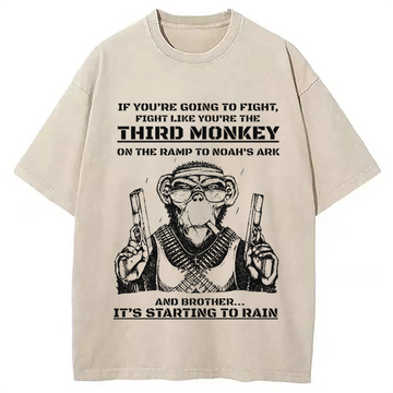 Personality fashion Funny Monkey Meme Washed T-Shirt