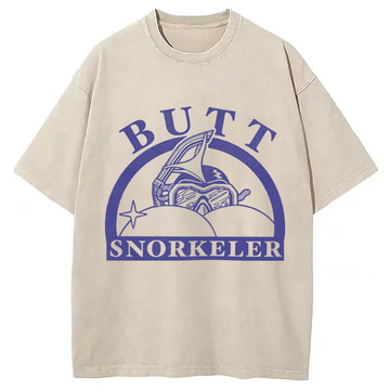 Personality fashion Butt Snorkeler Funny Diving Meme Washed T-Shirt