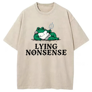 Personality fashion Funny Toad NONSENSE Washed T-Shirt
