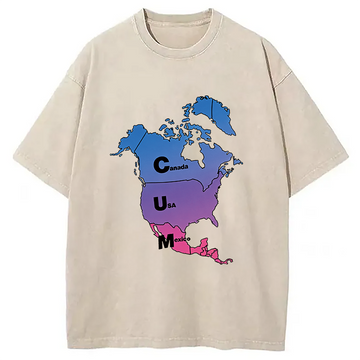 Personality fashion Canada USA Mexico Washed T-Shirt