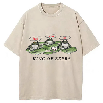 Personality fashion King Of Beers Washed T-Shirt