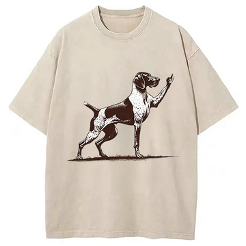 Personality fashion Rude Pointer Dog Washed T-Shirt