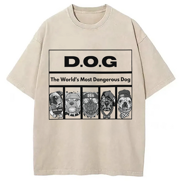 Personality fashion HIP HOP Dogs Funny Washed T-Shirt