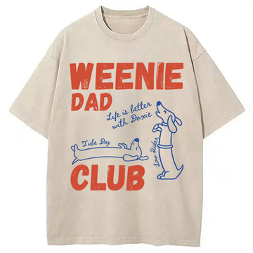 Personality fashion Dachshund Dad Club Meme Washed T-Shirt
