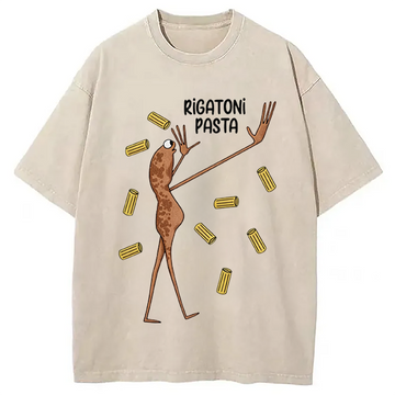 Personality fashion Rigatoni Pasta Meme Washed T-Shirt