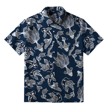 Personality fashion  Japanese Koi Button-up Shirt