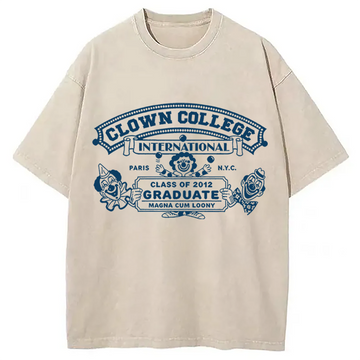 Personality fashion Clown College Washed T-Shirt