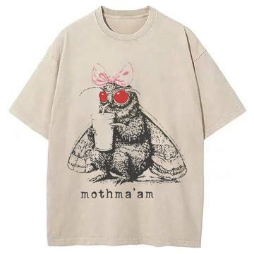 Personality fashion Mothma'am Funny Mothman Washed T-Shirt
