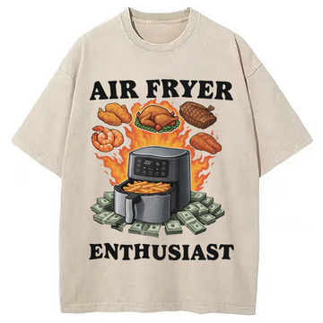 Personality fashion Air Fryer Enthusiast Washed T-Shirt