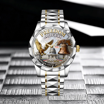 Customized United States 250th Anniversary Watch Dial - Personalized Name Eagle & Flag - Gift for Patriots, Veterans & Military Family