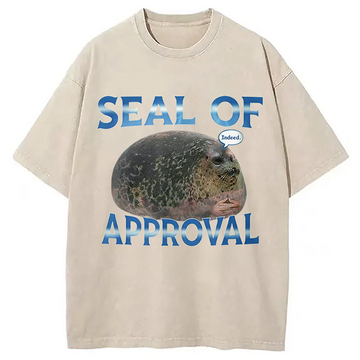 Personality fashion Seal Of Approval Meme Washed T-Shirt