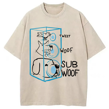 Personality fashion Subwoof Funny Washed T-Shirt