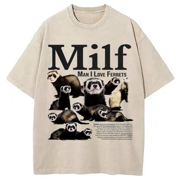 Personality fashion Man I Love Ferrets Washed T-Shirt