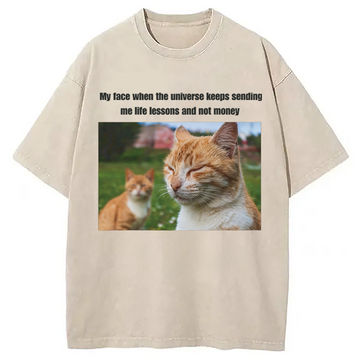 Personality fashion Grumpy Cat Meme Washed T-Shirt