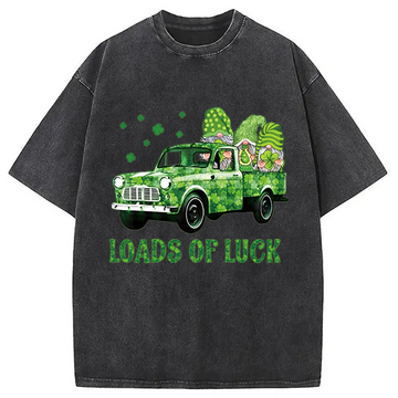 Personality fashion Gnomies Loads of Luck Washed T-Shirt