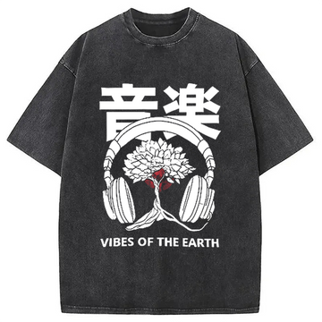 Personality fashion Music DJ Hip Hop Washed T-Shirt