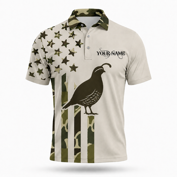Custom Name Quail Duck Hunting Camouflage Style Men Polo Shirt