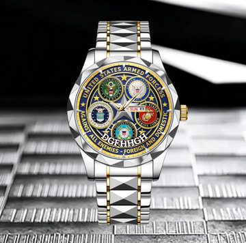 Proud American Armed Forces Customized Watch - Personalized Name - Military Honor Gift For Veterans, Soldiers