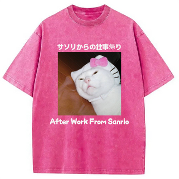 Personality fashion After Work From Sanrio Washed T-Shirt