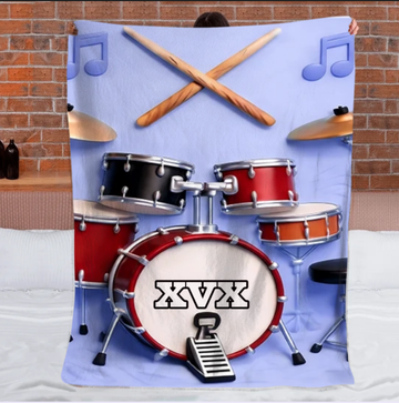 Awsome Drummer Customized Blanket – Personalized Name – Gifts For Drummers, Music Lovers, Musicians