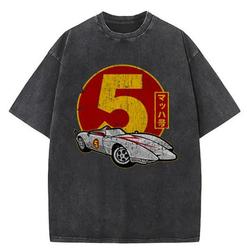 Personality fashion Vintage Mach Five Speed Racer Washed T-Shirt
