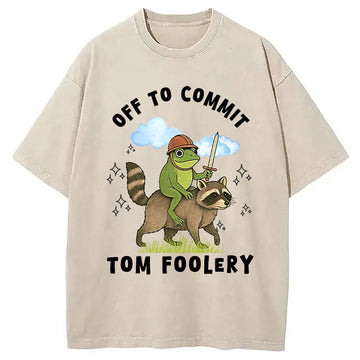Personality fashion Funny Frog Raccoon Sarcastic Meme Washed T-Shirt