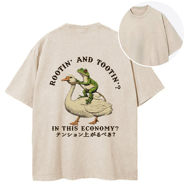 Personality fashion Should I Be Excited Back Washed T-Shirt