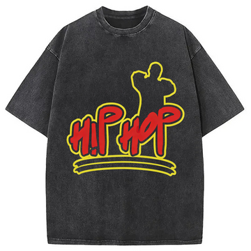 Personality fashion Hip Hop Hop Washed T-Shirt