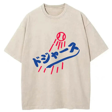 Personality fashion Japanese Baseball Washed T-Shirt