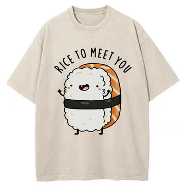 Personality fashion Greetings From Sushi Washed T-Shirt