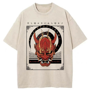Personality fashion Japanese Horror Masks Washed T-Shirt