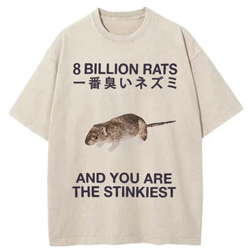 Personality fashion World's Stinkiest Rat Washed T-Shirt