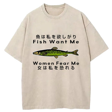 Personality fashion Fishing Essential Washed T-Shirt